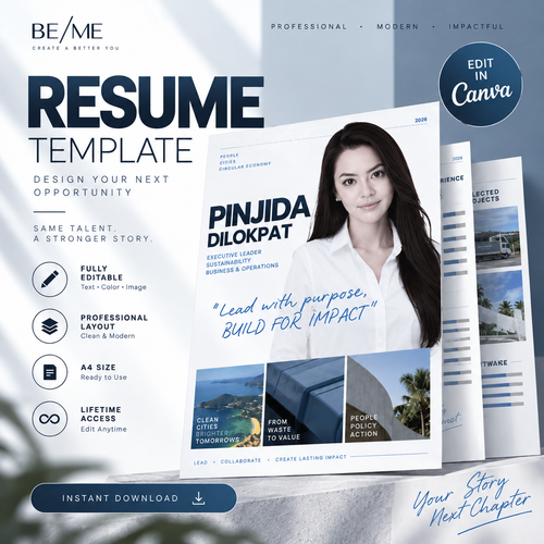 BE/ME Professional Resume Template — A4 Canva Editable